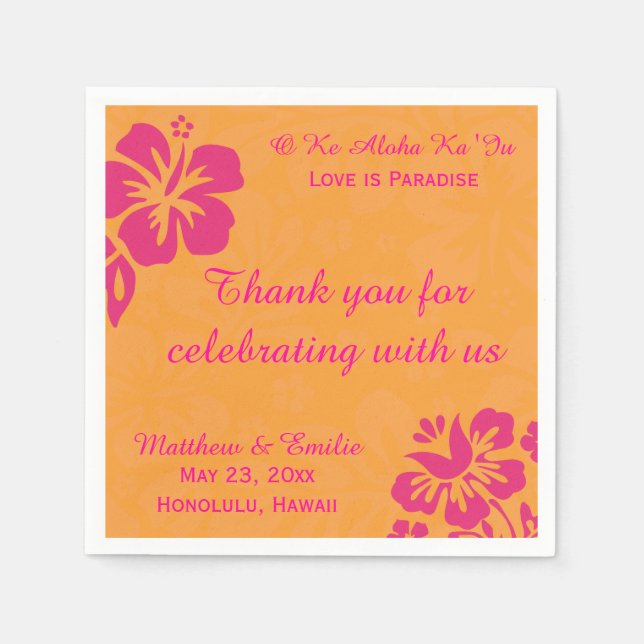 Guardanapo De Papel Hawaii Beach Flowers Personalizou Casamento Napkin (Frente)