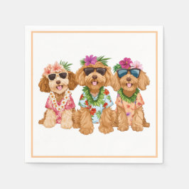 Guardanapo De Papel Hawaiian Goldendoodle Dogs Flower Lei
