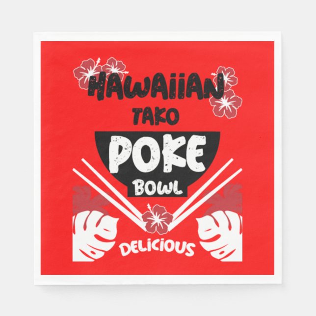 Guardanapo De Papel Hawaiian Poke Bowl Tako Poke (Frente)