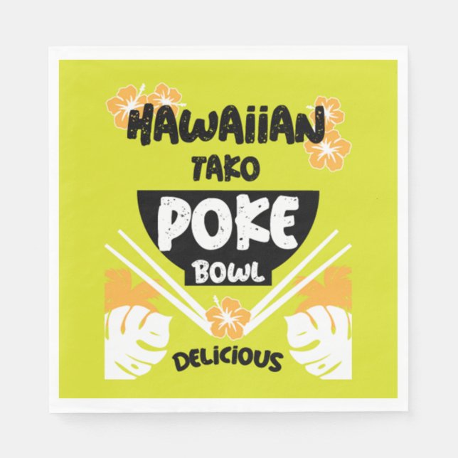 Guardanapo De Papel Hawaiian Poke Bowl Tako Poke (Frente)