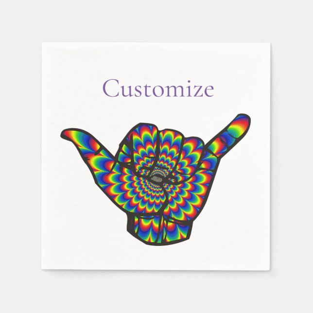 Guardanapo De Papel Hawaiian Shaka Psychedelic Thunder_Cove (Frente)