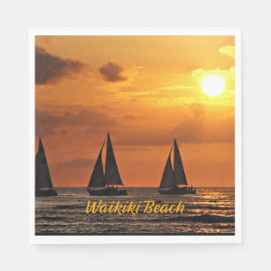 Guardanapo De Papel Hawaiian Sunset, Waikiki Beach,