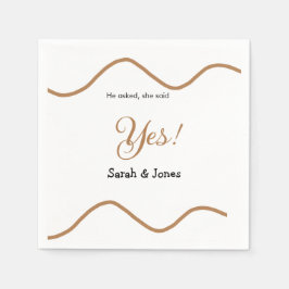 Guardanapo De Papel He asked she said yes engagement simple minimal 