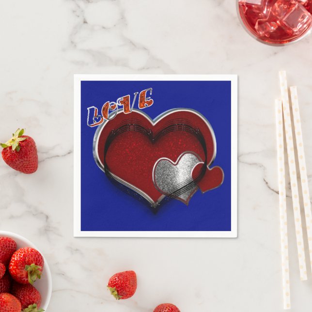 Guardanapo De Papel Heart Magic Royal Blue Napkin Standard Cocktail (Insitu)