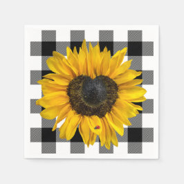 Guardanapo De Papel Heart Sunflower Ladybug na Xadrez de Buffalo