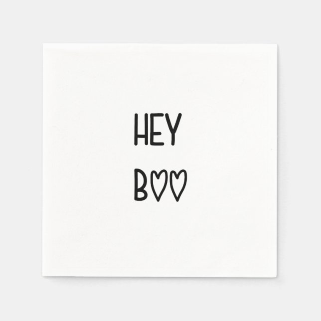 Guardanapo De Papel Heart Typography Hey Boo (Frente)