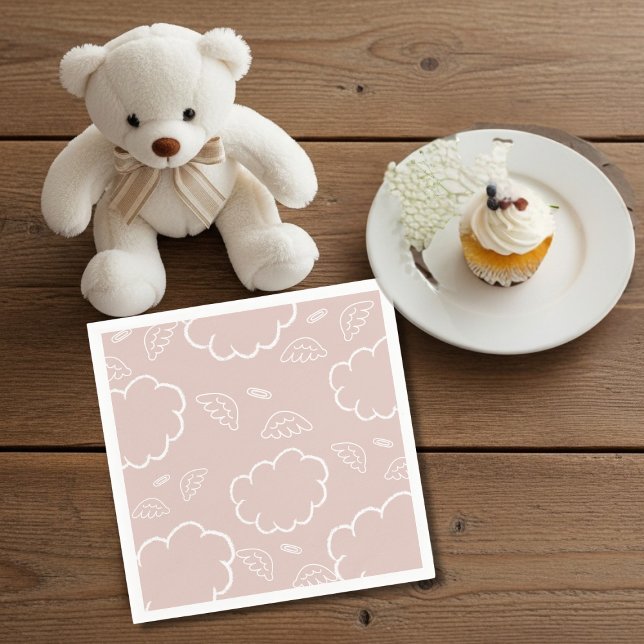 Guardanapo De Papel  Heavenly Angel Halo Cloud  Pink  Napkins (Heavenly Angel Halo Cloud Pink Napkins)