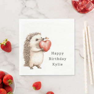 Guardanapo De Papel Hedgehog Apple Heart Aniversário