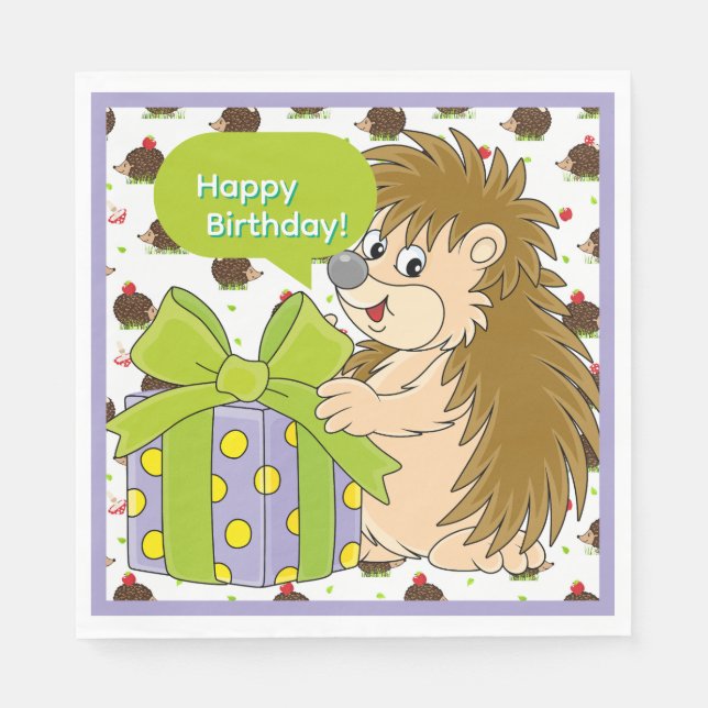 Guardanapo De Papel Hedgehog Birthday (Frente)