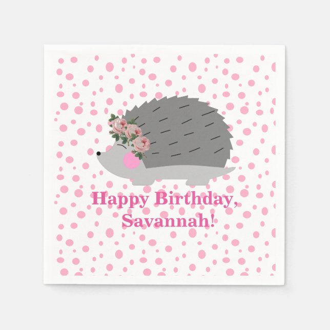 Guardanapo De Papel Hedgehog Birthday Napkin Personalizado (Frente)