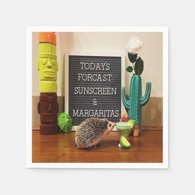 Guardanapo De Papel Hedgehog Sunscreen e Margaritas (Frente)