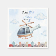 Helicóptero de Aquarela Azul Cidade