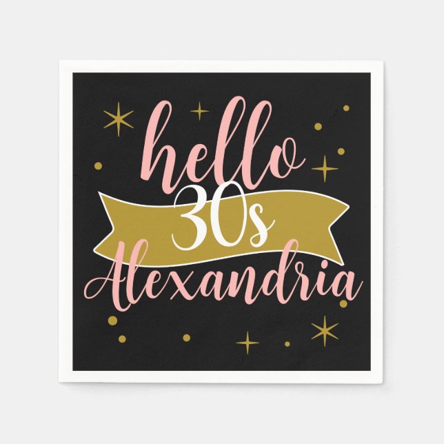 Guardanapo De Papel Hello 30 Birthday Personalized Design (Frente)