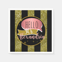 Guardanapo De Papel hello 30 Personalized 30th birthday glitter stripe
