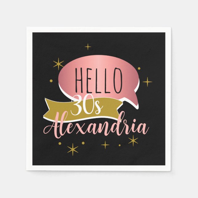 Guardanapo De Papel hello 30 Stylish Personalized 30th birthday (Frente)