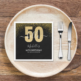 Guardanapo De Papel Hello 50! - Modern 50th Birthday with Gold glitter