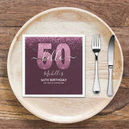 Guardanapo De Papel Hello 50! - Modern 50th Birthday with Pink glitter