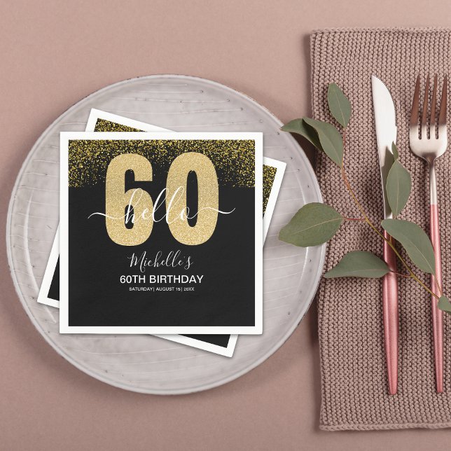 Guardanapo De Papel Hello 60! - Elegant 60th Birthday Woman (Criador carregado)