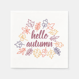 Guardanapo De Papel Hello Autumn Fall Floral Typography Modern