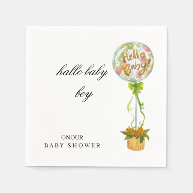 Guardanapo De Papel Hello Baby Boy Baby Shower Napkins – Soft Elegant  (Frente)