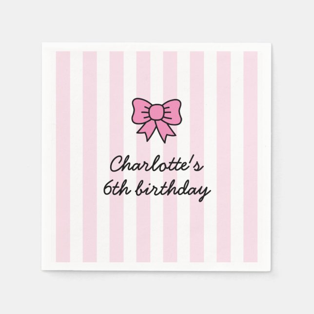 Guardanapo De Papel Hello Cutie Cartoon Pink Bow Birthday Party (Frente)