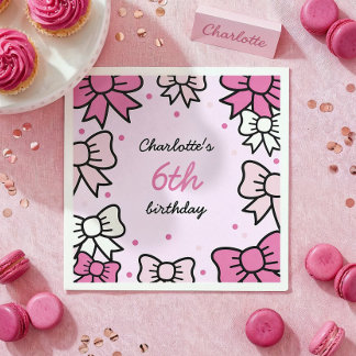 Guardanapo De Papel Hello Cutie Cartoon Pink Bow Birthday Party