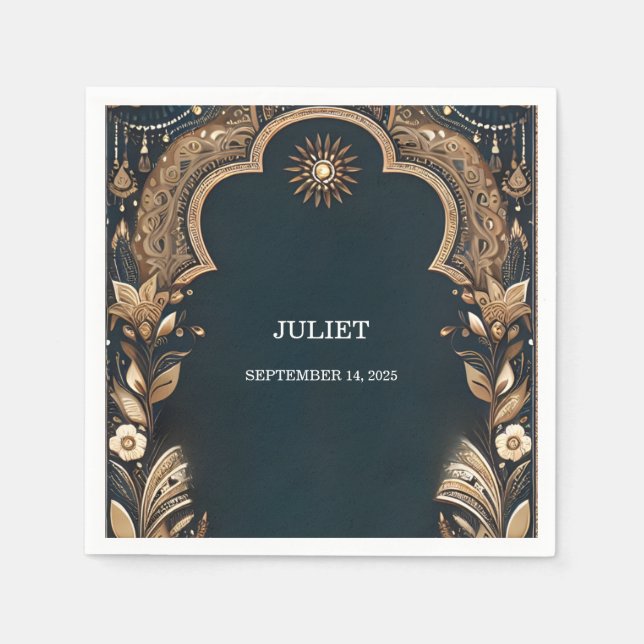 Guardanapo De Papel Hena Hindú Mehndi Estilo Indiano para Noiva (Frente)