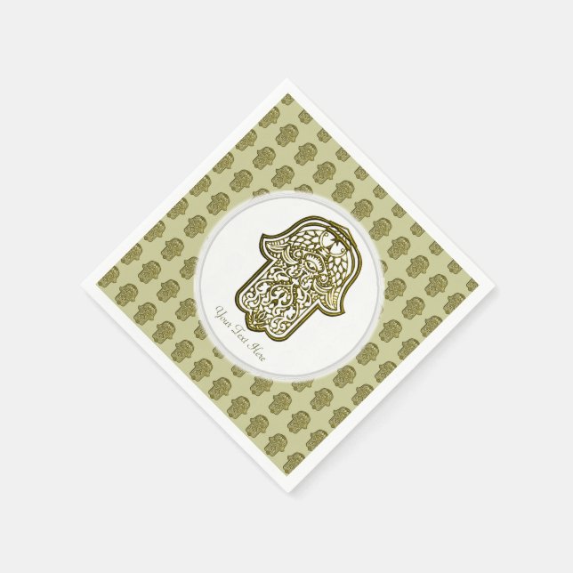 Guardanapo De Papel Henna Hand of Hamsa (Ouro) (Canto)