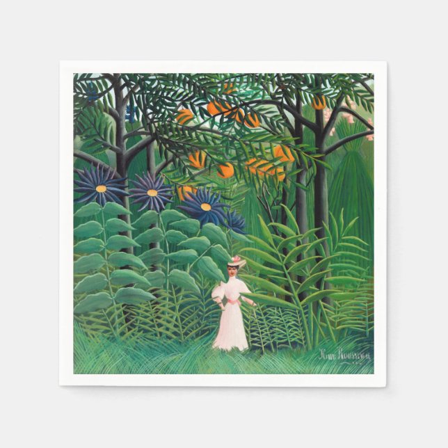 Guardanapo De Papel Henri Rousseau - Mulher caminhando em uma Floresta (Frente)