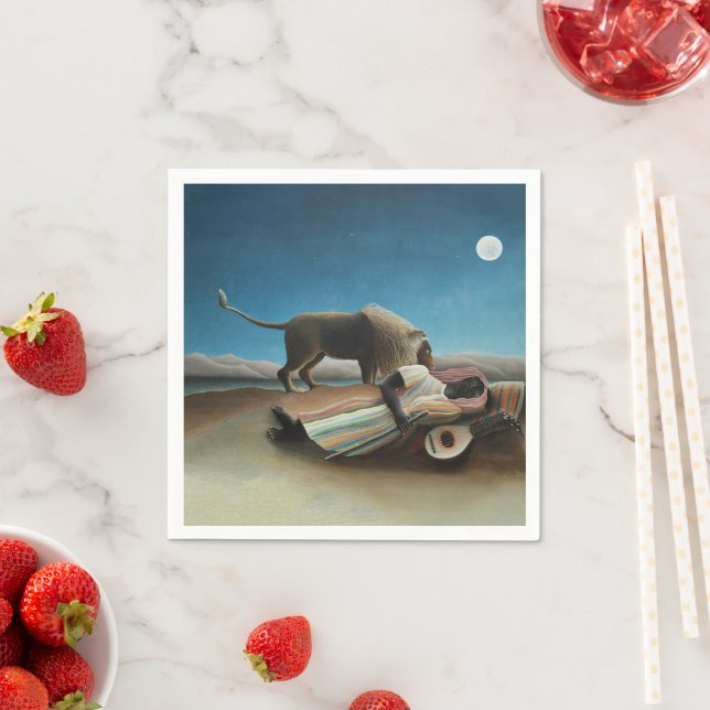 Guardanapo De Papel Henri Rousseau Sleeping Gypsy Lion Painting (Insitu)