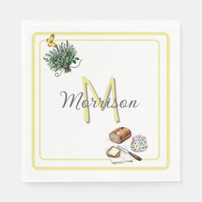 Guardanapo De Papel Herbos de Aquarela e Fábrica de Pão Dourado Person (Frente)