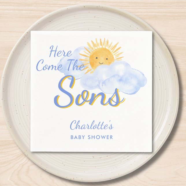 Guardanapo De Papel Here Come The Sons Twin Boys' Baby Shower (Criador carregado)