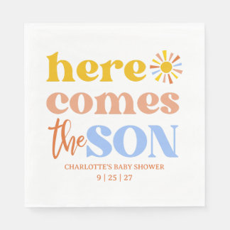 Guardanapo De Papel Here Comes The Son Boy Baby Shower