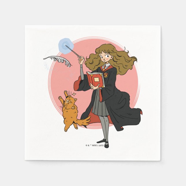 Guardanapo De Papel Hermione e Crookshanks Wingardium Leviosa (Frente)