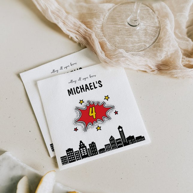 Guardanapo De Papel Herói Dinâmico 4º Aniversário (Criador carregado)