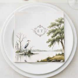 Guardanapo De Papel Heron Toile French Country Monogram Paper Napkin