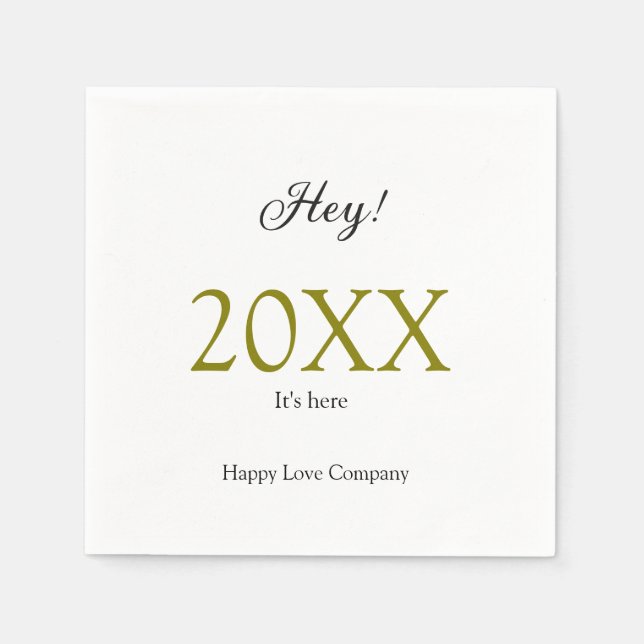 Guardanapo De Papel Hey it's new year add year gold black simple. Mini (Frente)