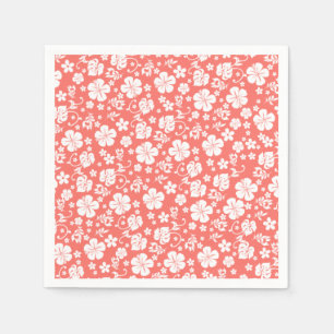 Guardanapo De Papel Hibisco Branco sobre o Chic Tropical Coral
