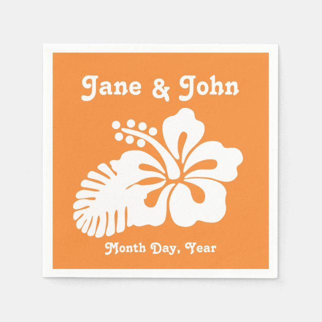 Guardanapo De Papel Hibisco tropical em Orange Napkins (Frente)