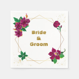 Guardanapo De Papel hibiscus burgundy flores verdes folhas casamento