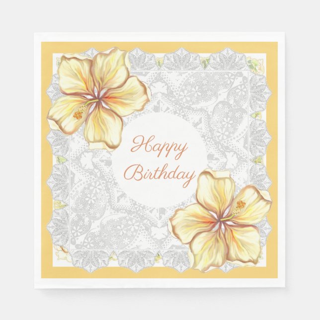 Guardanapo De Papel Hibiscus & lace AMARELO (Frente)
