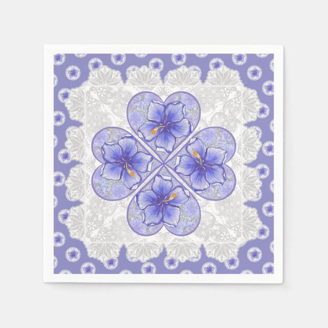 Guardanapo De Papel Hibiscus & lace BLUE (Frente)
