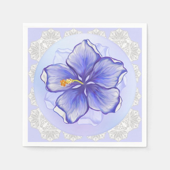 Guardanapo De Papel Hibiscus & lace BLUE (Frente)