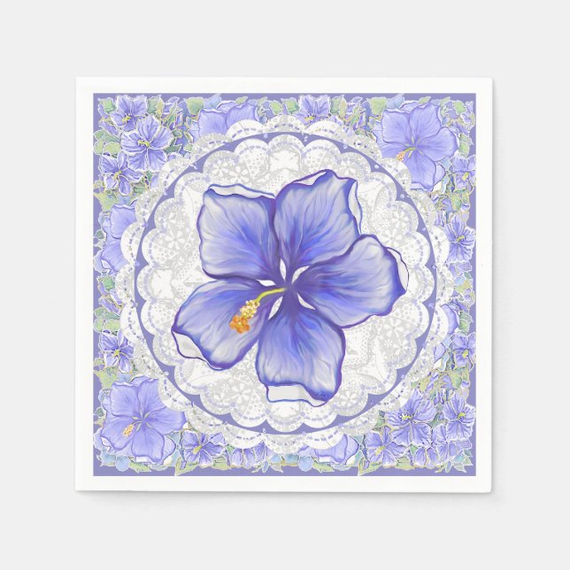 Guardanapo De Papel Hibiscus & lace BLUE (Frente)