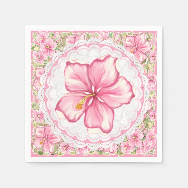 Guardanapo De Papel Hibiscus & Lace PINK (Frente)