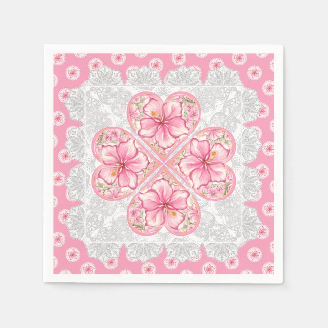 Guardanapo De Papel Hibiscus & Lace PINK (Frente)