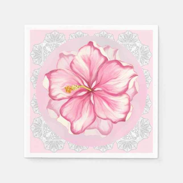 Guardanapo De Papel Hibiscus & Lace PINK (Frente)