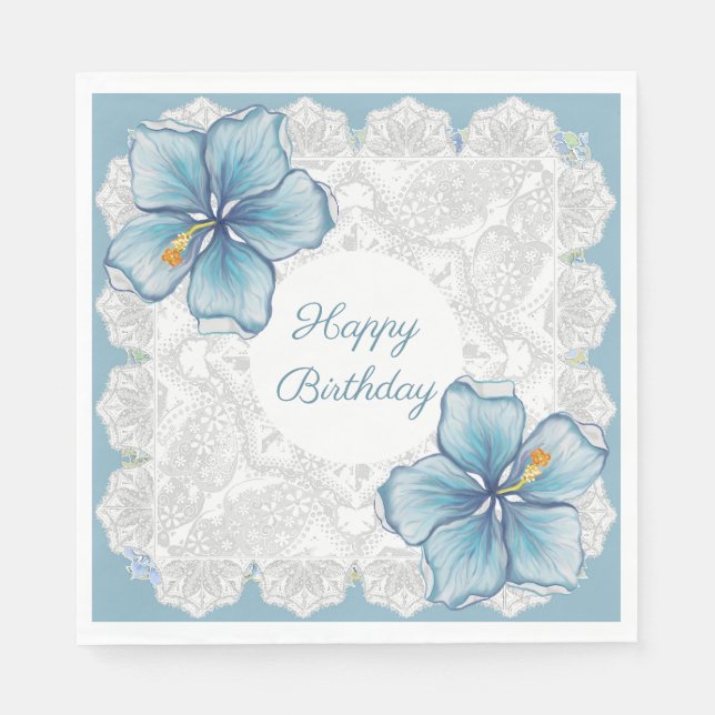 Guardanapo De Papel Hibiscus & lace TURQUOISE (Frente)