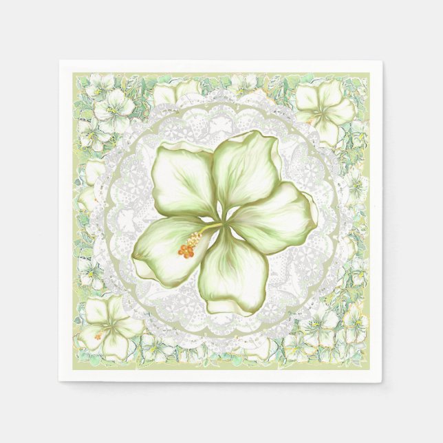 Guardanapo De Papel Hibiscus & lace WHITE (Frente)