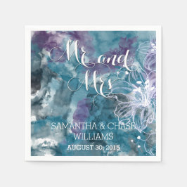 GUARDANAPO DE PAPEL HIBISCUS WEDT STORM BLUE WATERCOLOR